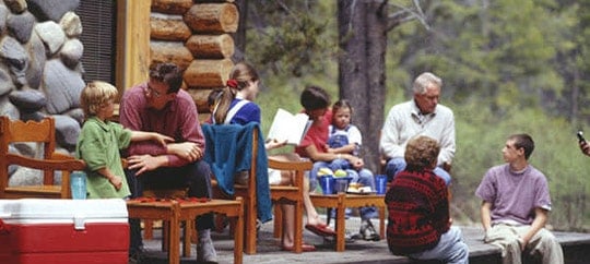 Group of people enjoying outdoor community event at Trust Point.