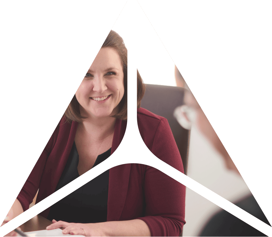 triangle shape of image of woman smiling
