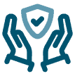 do the right thing icon, two hands holding a check mark badge