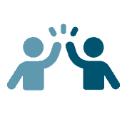 work as a team icon, 2 figures high fiving