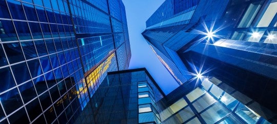 View of skyscrapers looking up from the gounrd