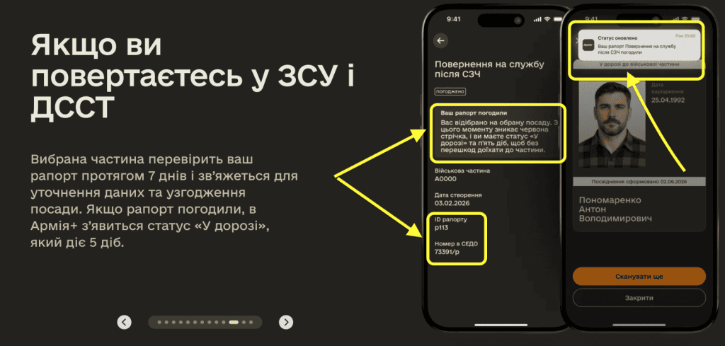 Отримання підтвердження в Армія+ про погодження повернення з СЗЧ та стасу "у Дорозі" для проїзду на блок постах