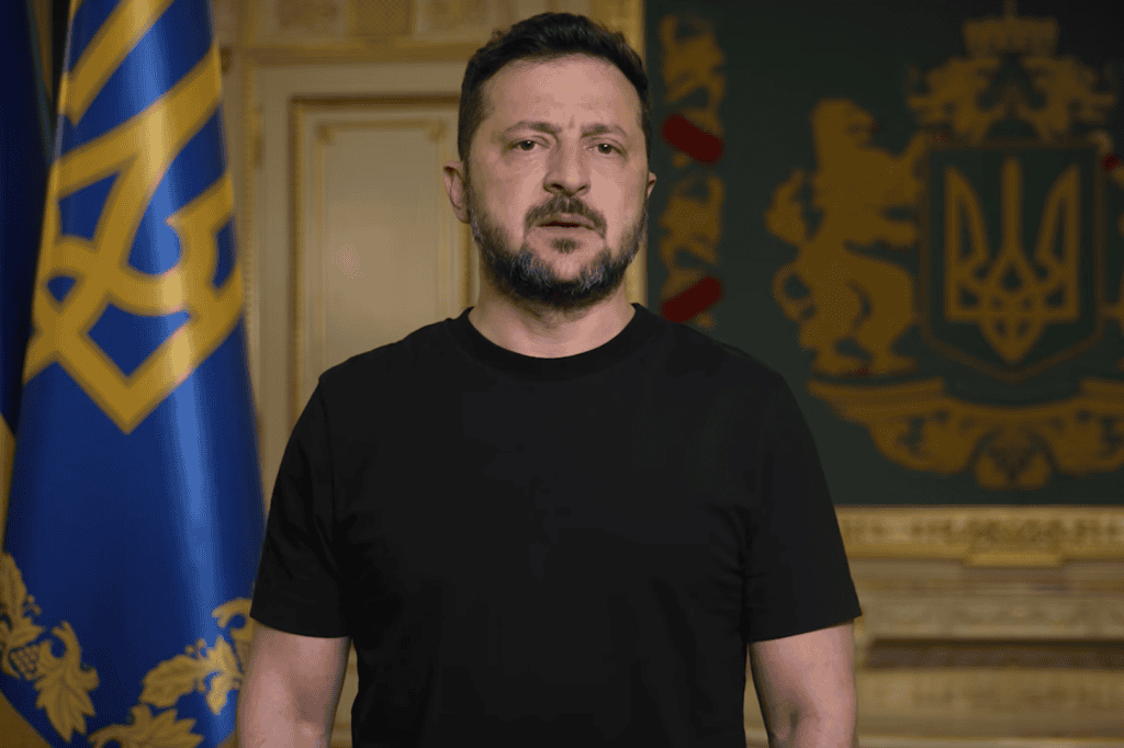 Фото з вечірнього звернення президента В.Зеленського про нові кадрові рішення