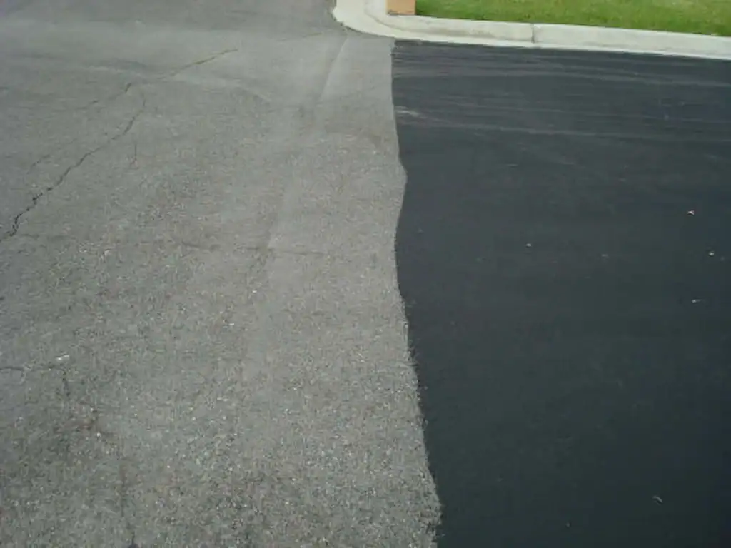 Before and after comparison in parking lot