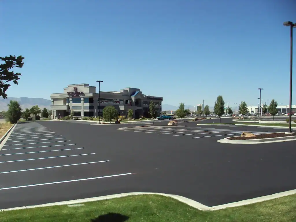Fresh commercial asphalt in parking lot