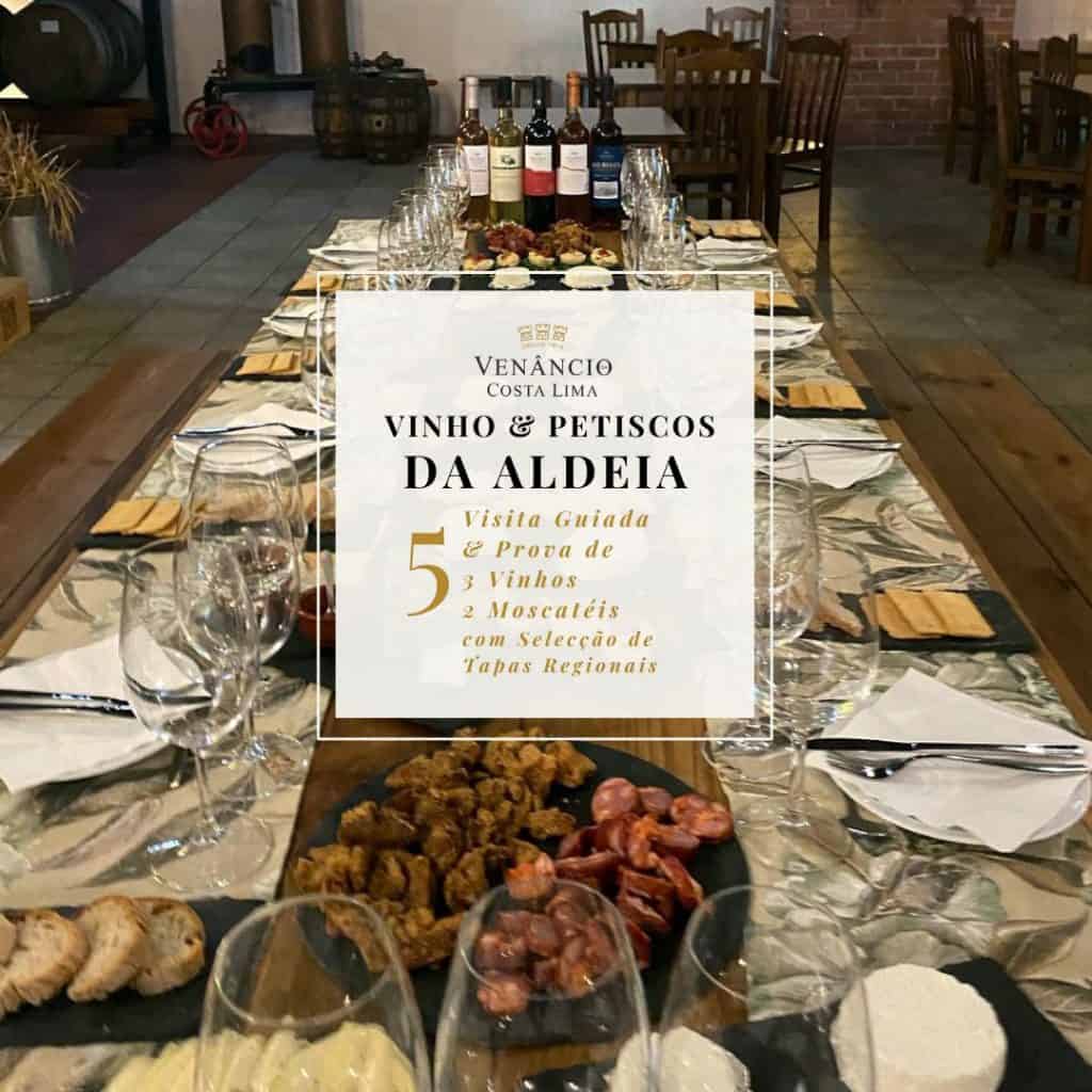 Vinícola Venâncio Costa Lima com degustação de vinhos e petiscos tradicionais portugueses em ambiente rústico e acolhedor.