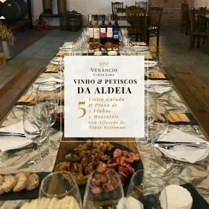 Vinícola Venâncio Costa Lima com degustação de vinhos e petiscos tradicionais portugueses em ambiente rústico e acolhedor.