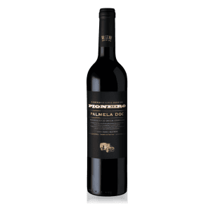 Palmeira DOC vinho tinto português, rótulo preto com detalhes dourados, de elevada qualidade, produzido pela Venetício da Costa Lima, destaque na Região de Palmela, vinho português premiado com tradição desde 1914.
