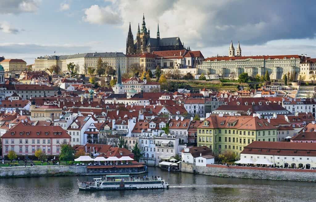 Prague City View Prague panorama with castle