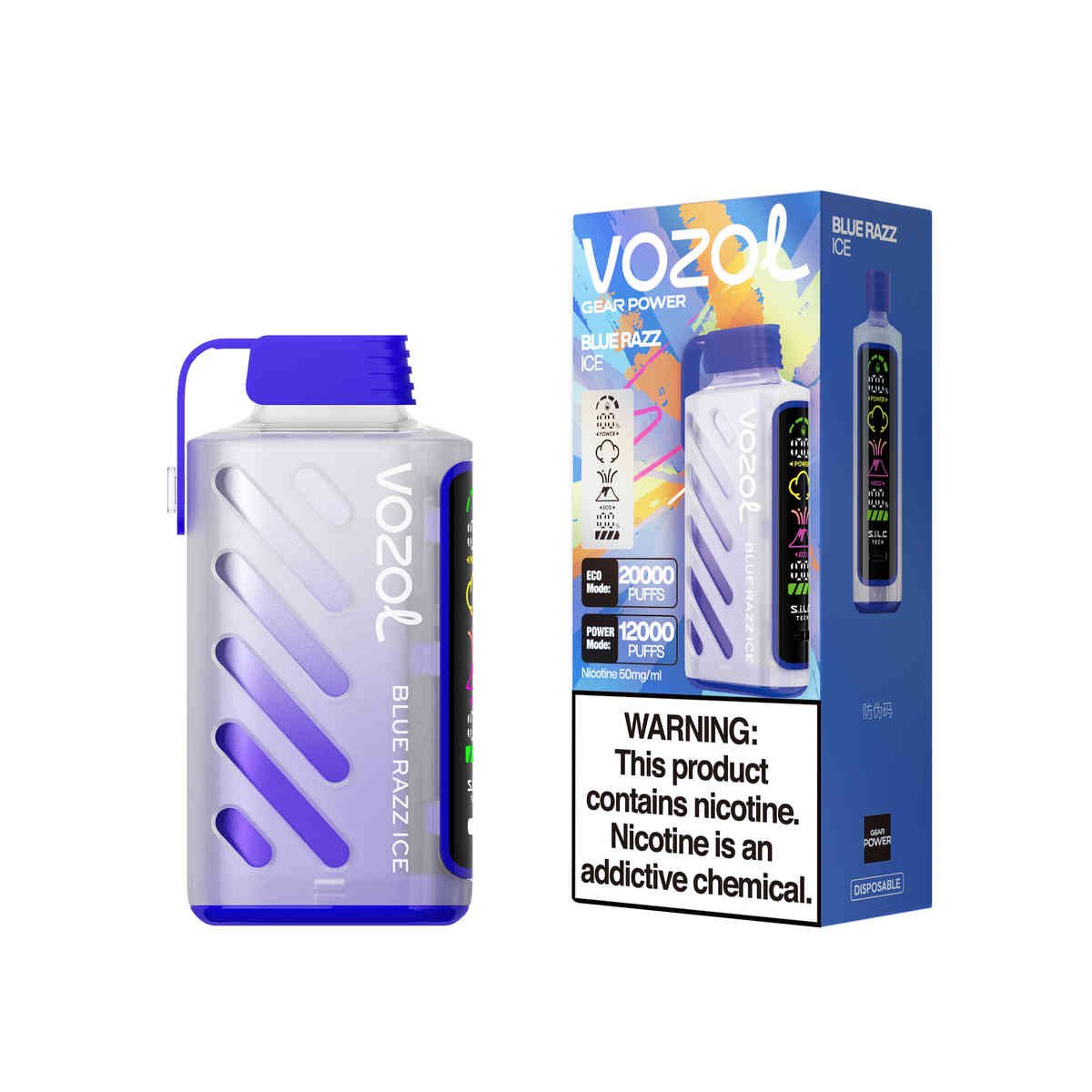 Vozol Gear Power 20000 Blue Razz Ice – Bild 2