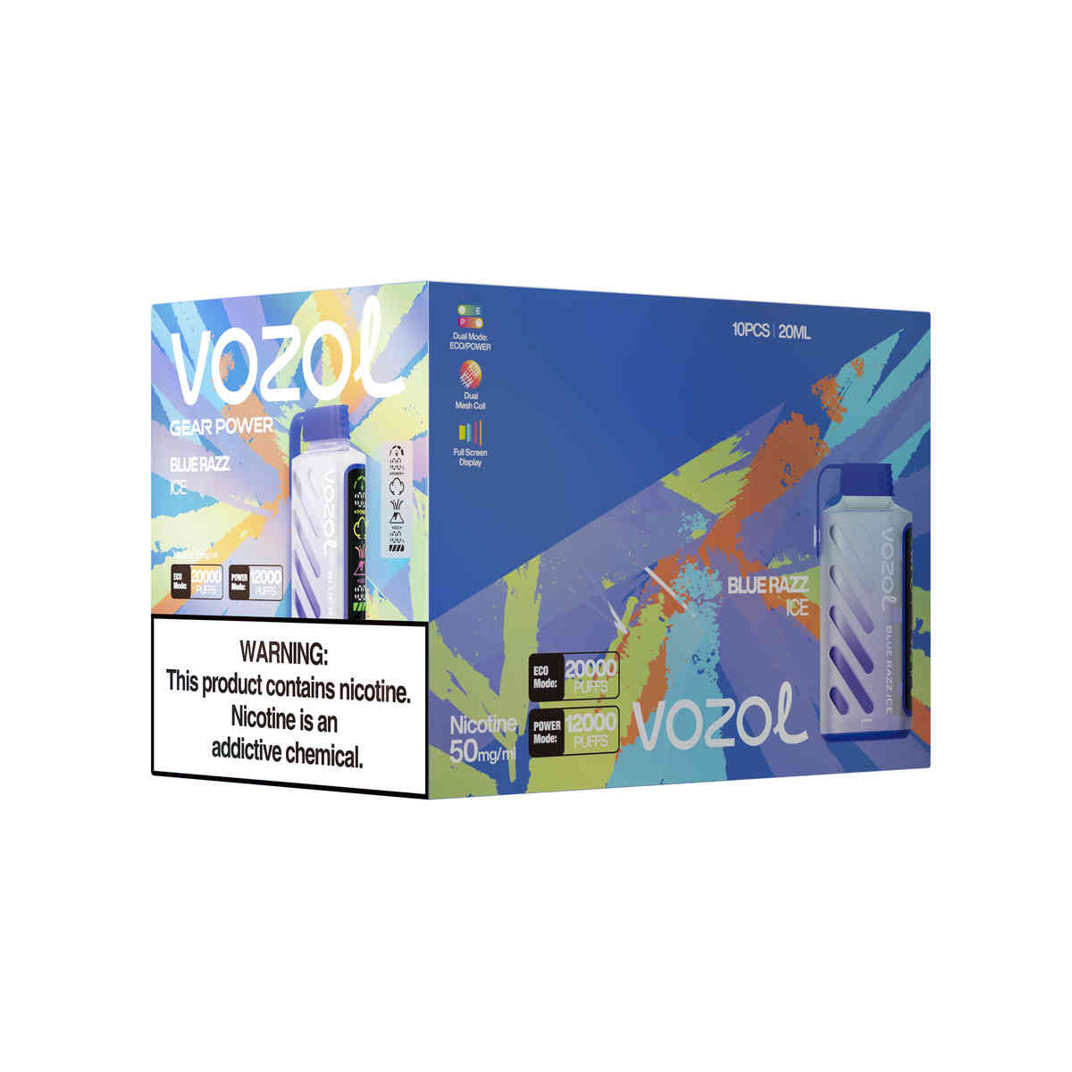Vozol Gear Power 20000 Blue Razz Ice – Bild 3