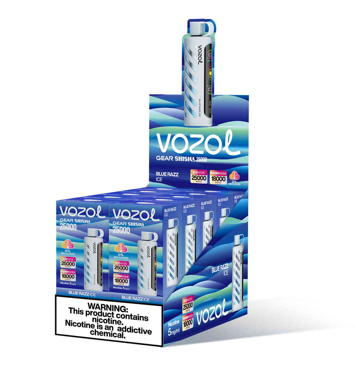 Vozol Gear Shisha 25000 Blue Razz Ice - Kép 3