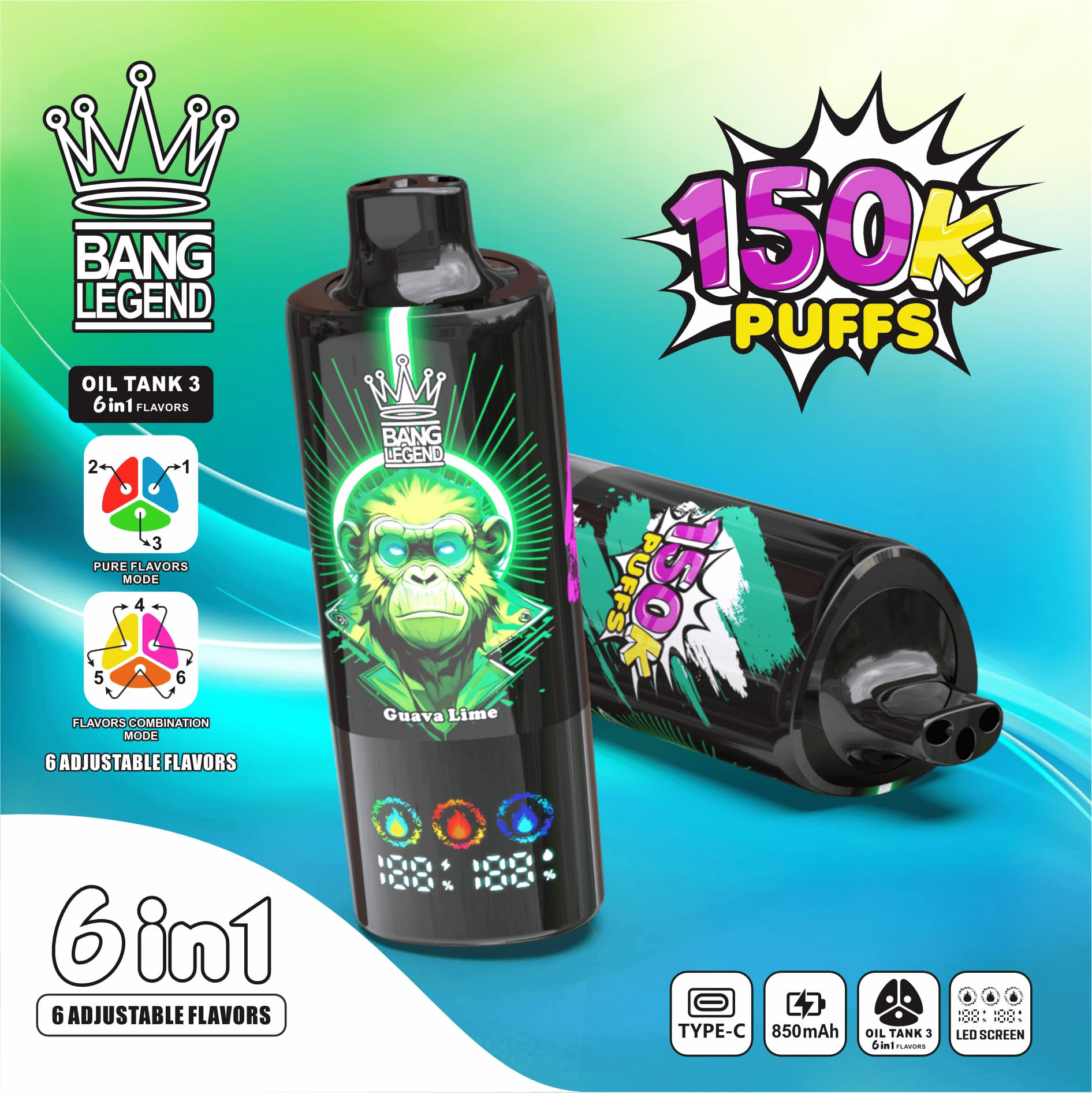 Bang Legend 150k Passion Fruit/Guava Lime/Passion Fruit Lemon