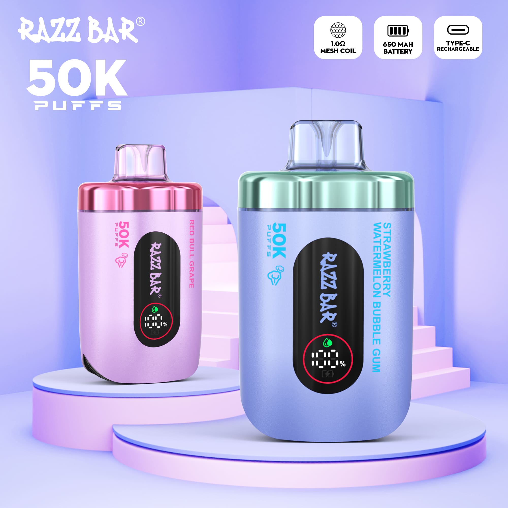 Razz Bar 50000 Red Bull Grape
