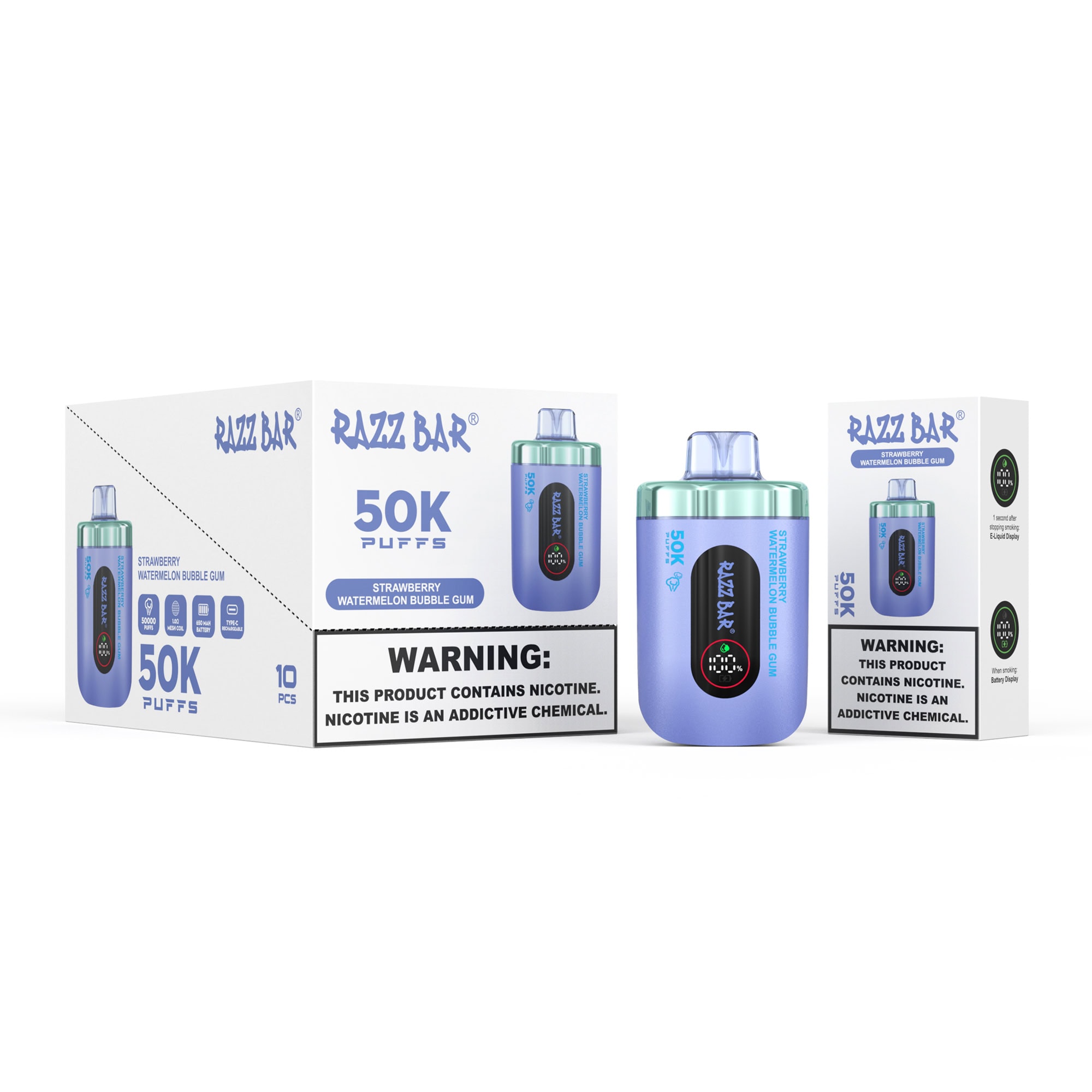 Razz Bar 50000 Strawberry Watermelon Bubble Gum