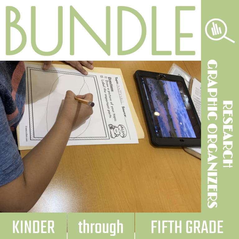Research Graphic Organizer BUNDLE: K, 1, 2, 3, 4, 5, 6