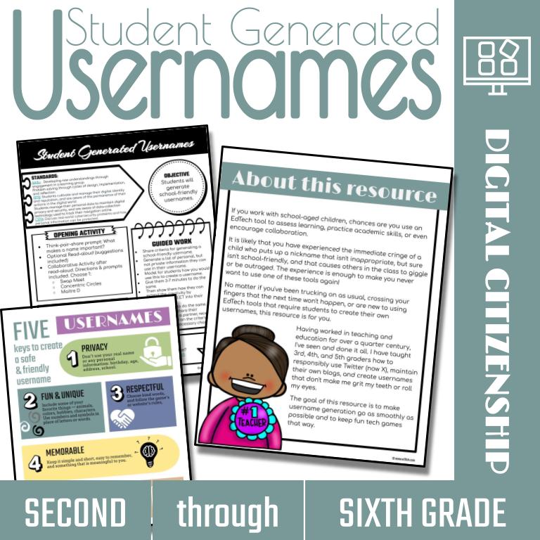 Activities to teach students how to create safe and fun usernames