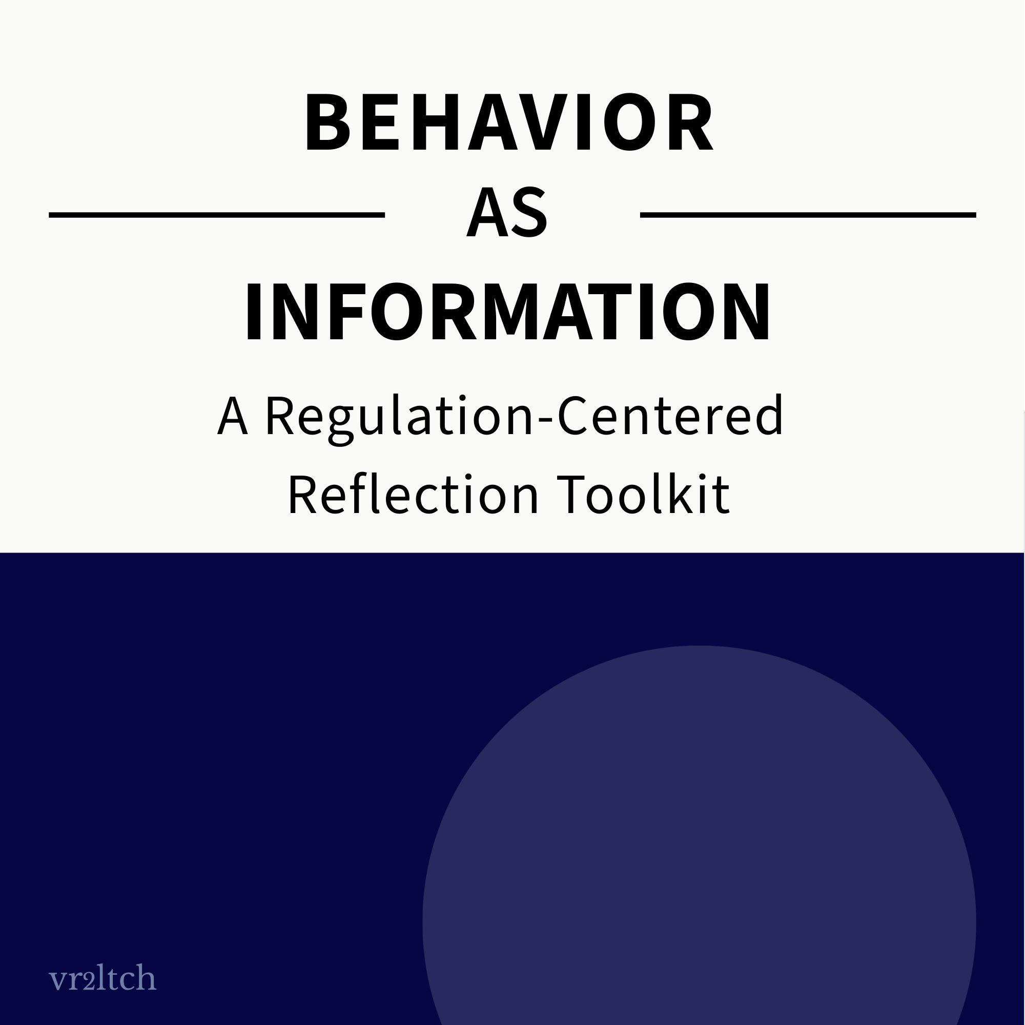 Behavior as Information: A Regulation-Centered Reflection Toolkit