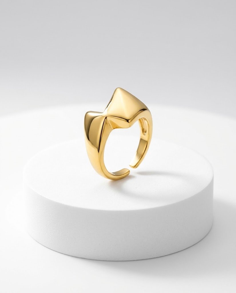 Bague Ajustable en Acier Inoxydable Doré – Style Chic