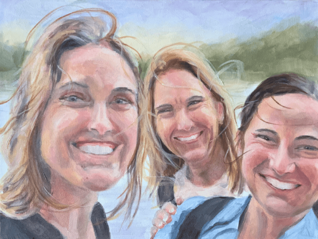 Painted portrait of three women