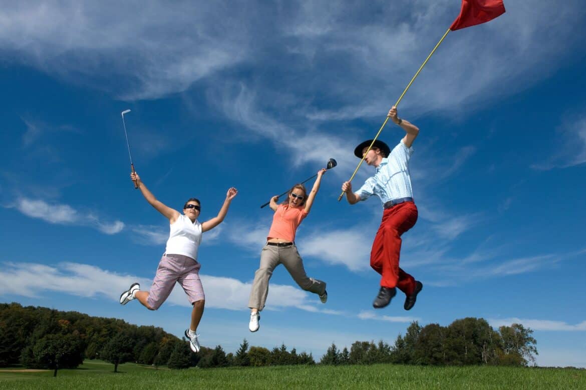 Golfers celebrating