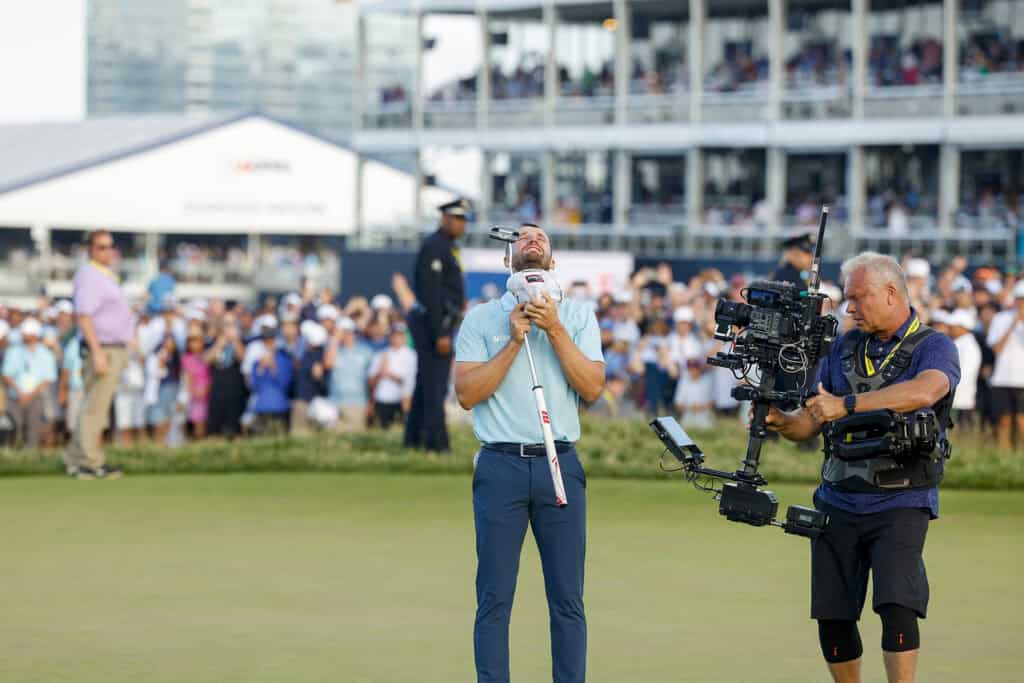 Wyndham Clark reacts after winning the 2023 U.S. Open at The Los Angeles Country Club in Los Angeles, Calif. on Sunday, June 18, 2023. (Kathryn Riley/USGA)