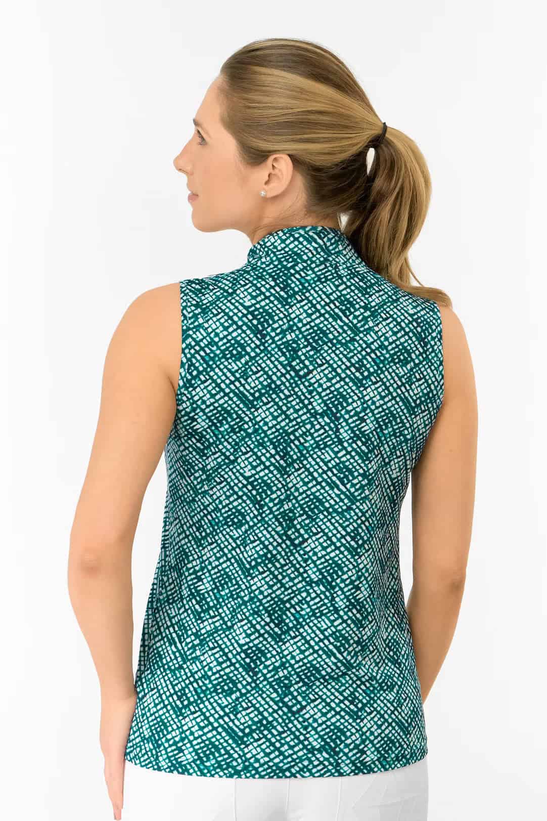 pure-golf-ellen-sleeveless-ladies-polo-golf-shirt-teal-crosshatch-2