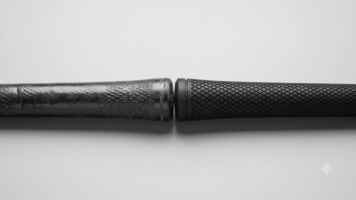Golf Clubs showing comparison of worn vs new