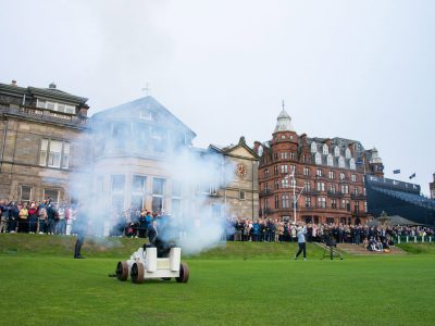 The R&AClaire Dowling driving-in as Captain of The Royal and Ancient Golf Club of St Andrews on the 1st tee of the Old Course.