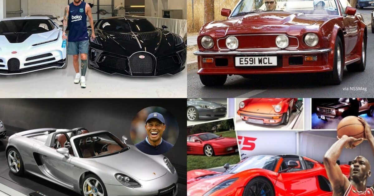 collector car collections of Lionel Messi, Floyd Mayweather, David Beckham, Tiger Woods, Muhammad Ali, and Michael Jordan