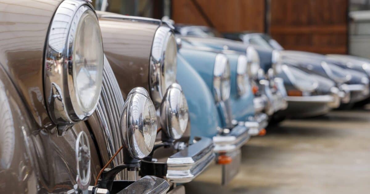 row of classic cars