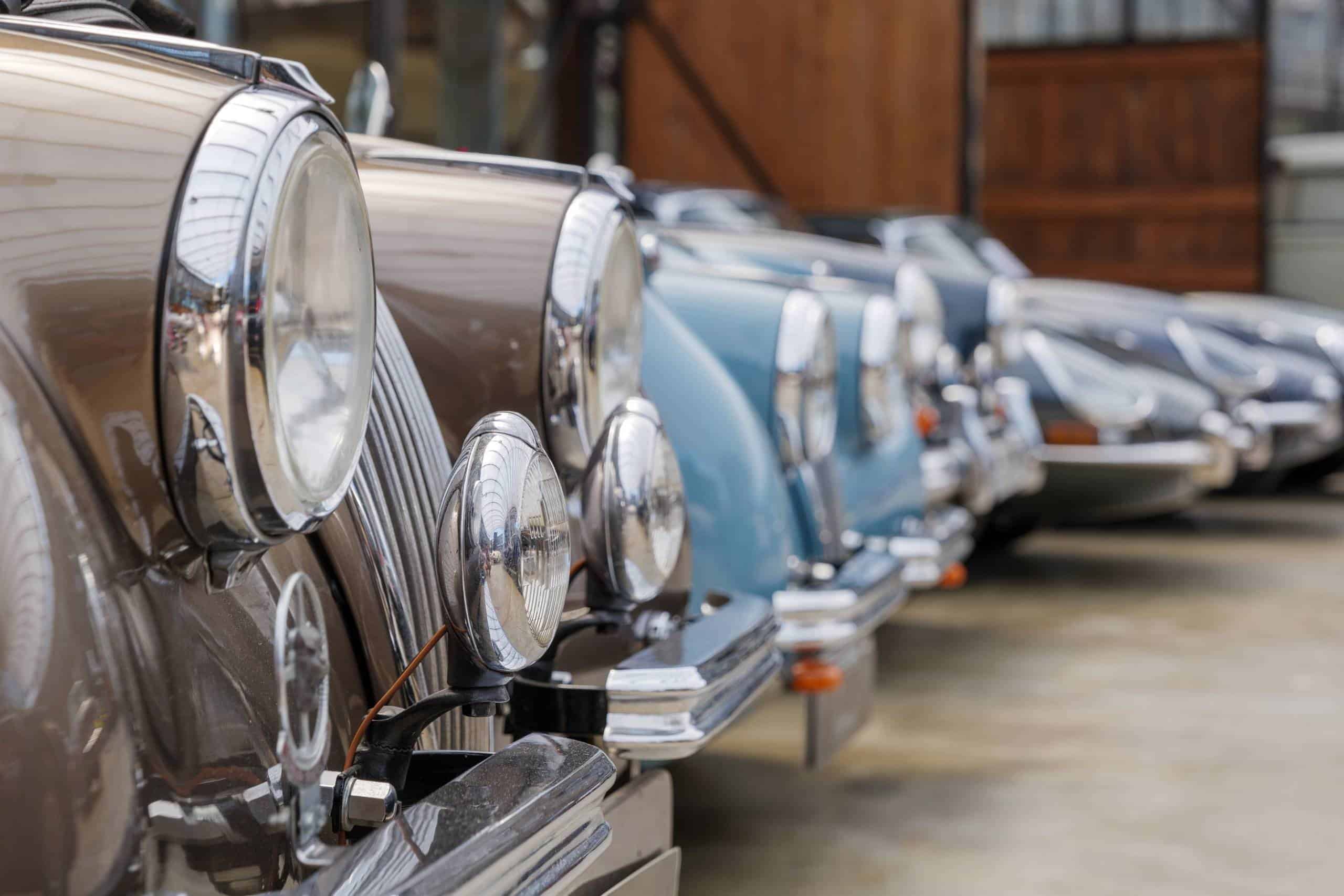 row of classic cars