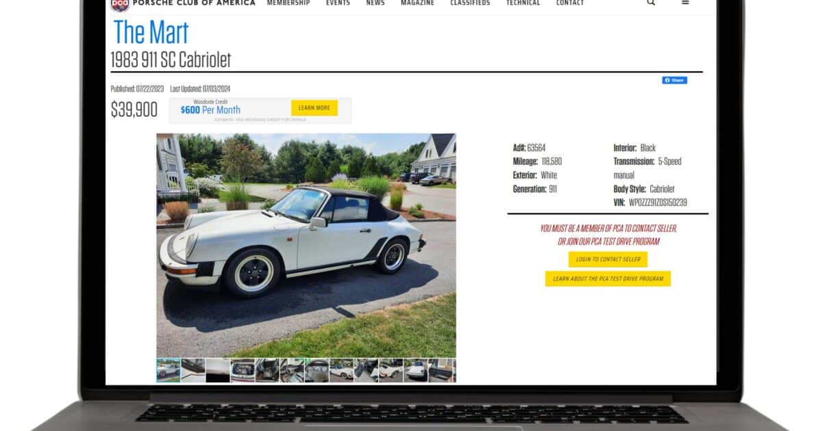 Porsche Club of America Porsche listing
