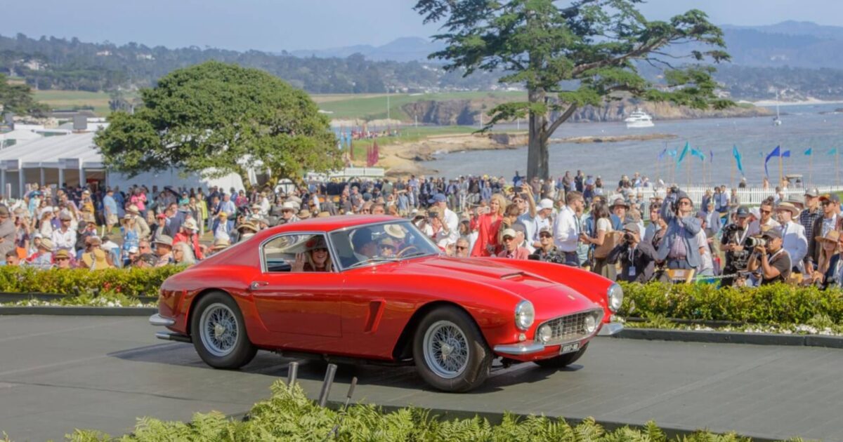 Red ferrari winning award at Pebble Beach Concours d'Elegance 2023