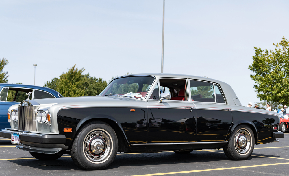 Two tone black and silver classic Rolls Royce Silver Shadow