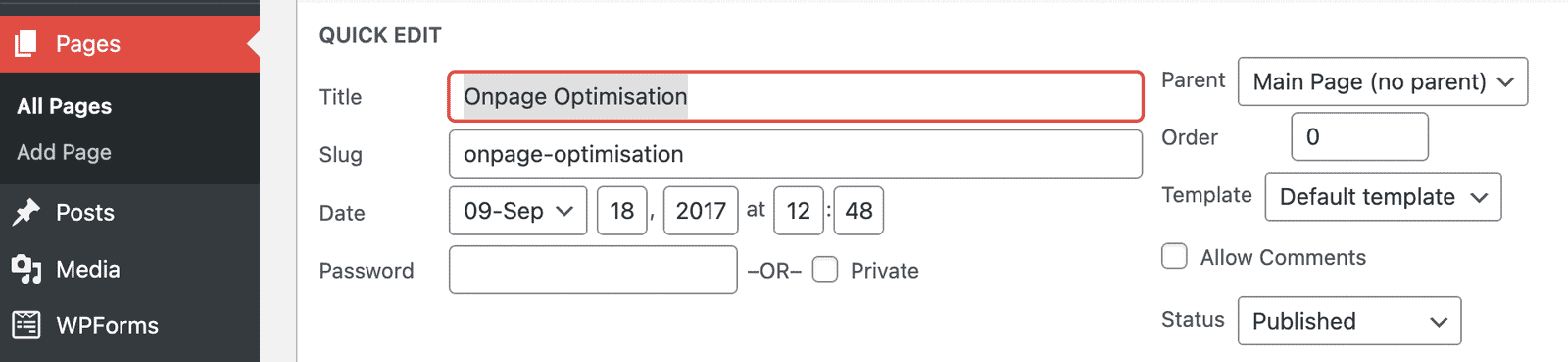 How To Edit Page Title using "Quick Edit" within "All Pages" or "All Posts" view