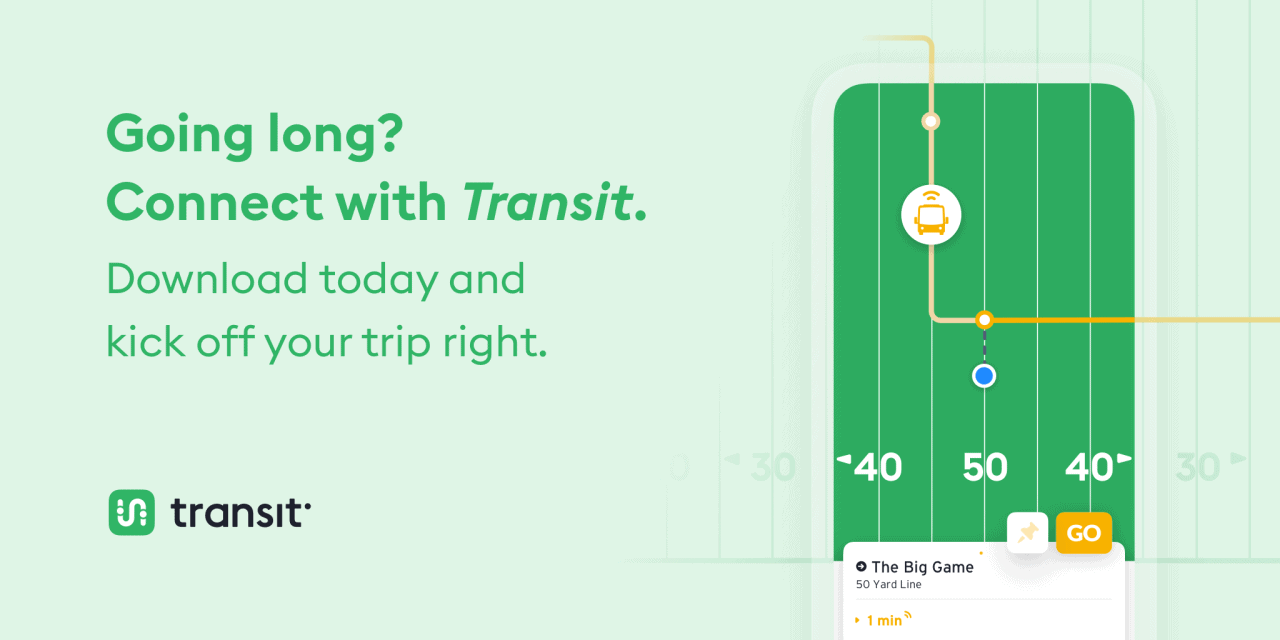 Transit app interface showing trip options and map for travel planning.