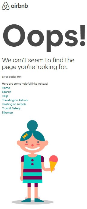 Airbnb 404 error page design — mobile