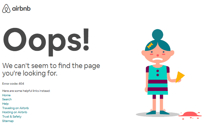 Airbnb 404 error page design