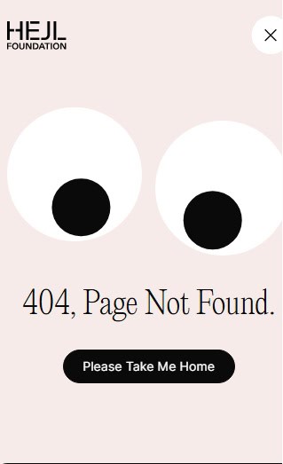Hejl Foundation 404 error page design — mobile