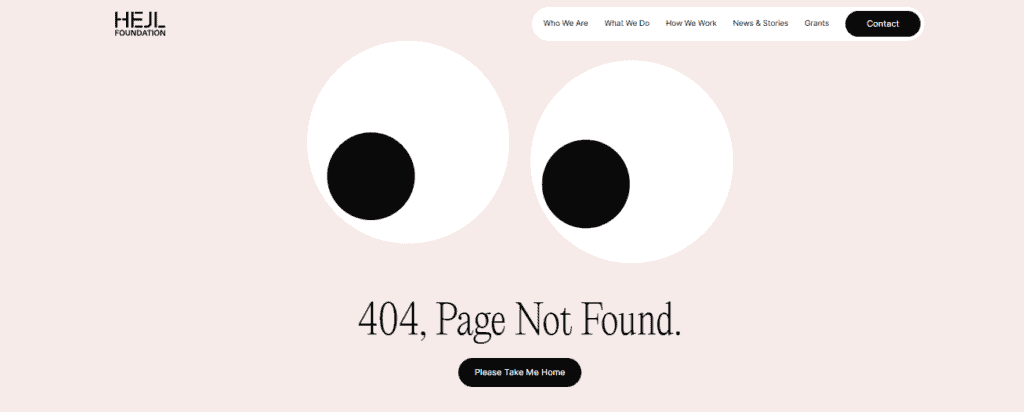 Hejl Foundation 404 error page design