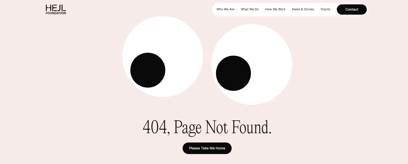 Hejl Foundation 404 error page design — desktop