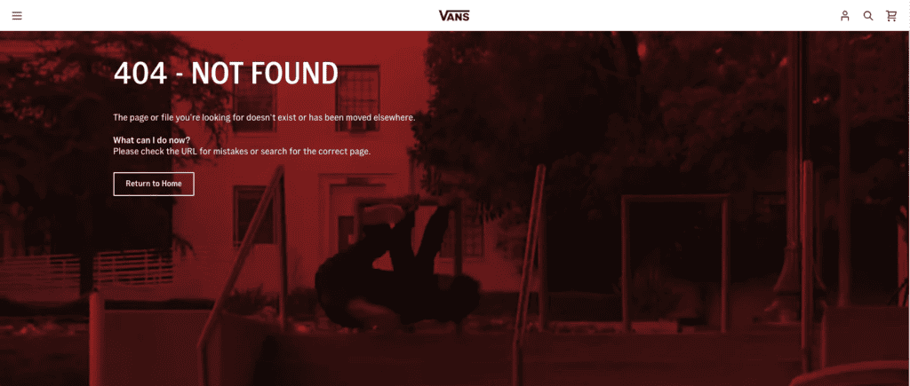 Vans 404 error page design
