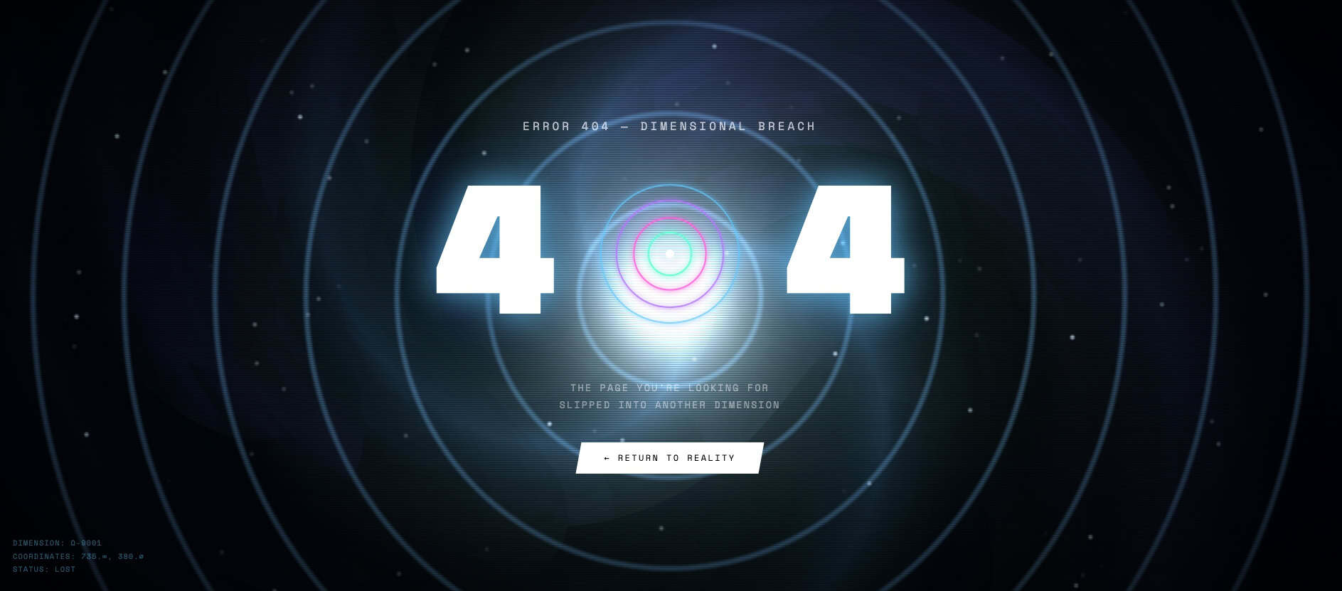 Portal 404 error page design — desktop