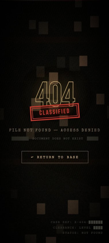 Classified 404 error page design — mobile