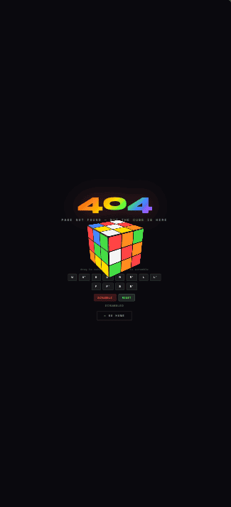Rubiks 404 error page design — mobile