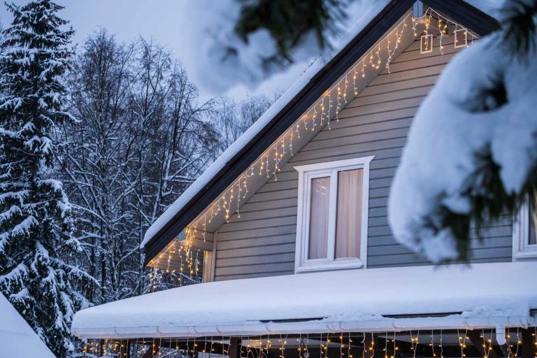 Cozy Winter Home Decorated With Glowing Christmas Lights