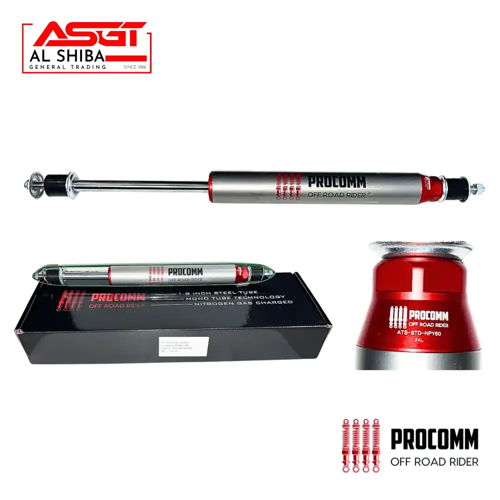 Al Shiba General Trading off-road shock absorbers for durable vehicle suspension.