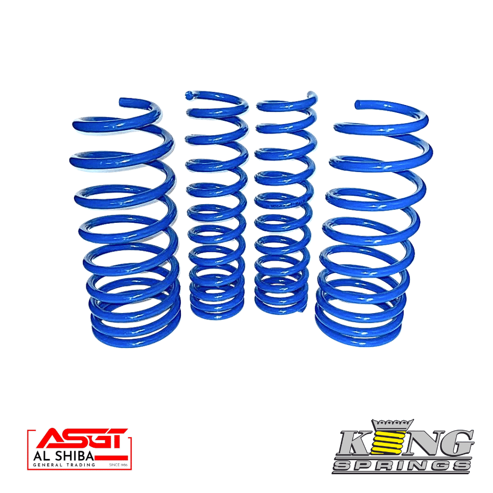 Blue coil springs for automotive suspension.