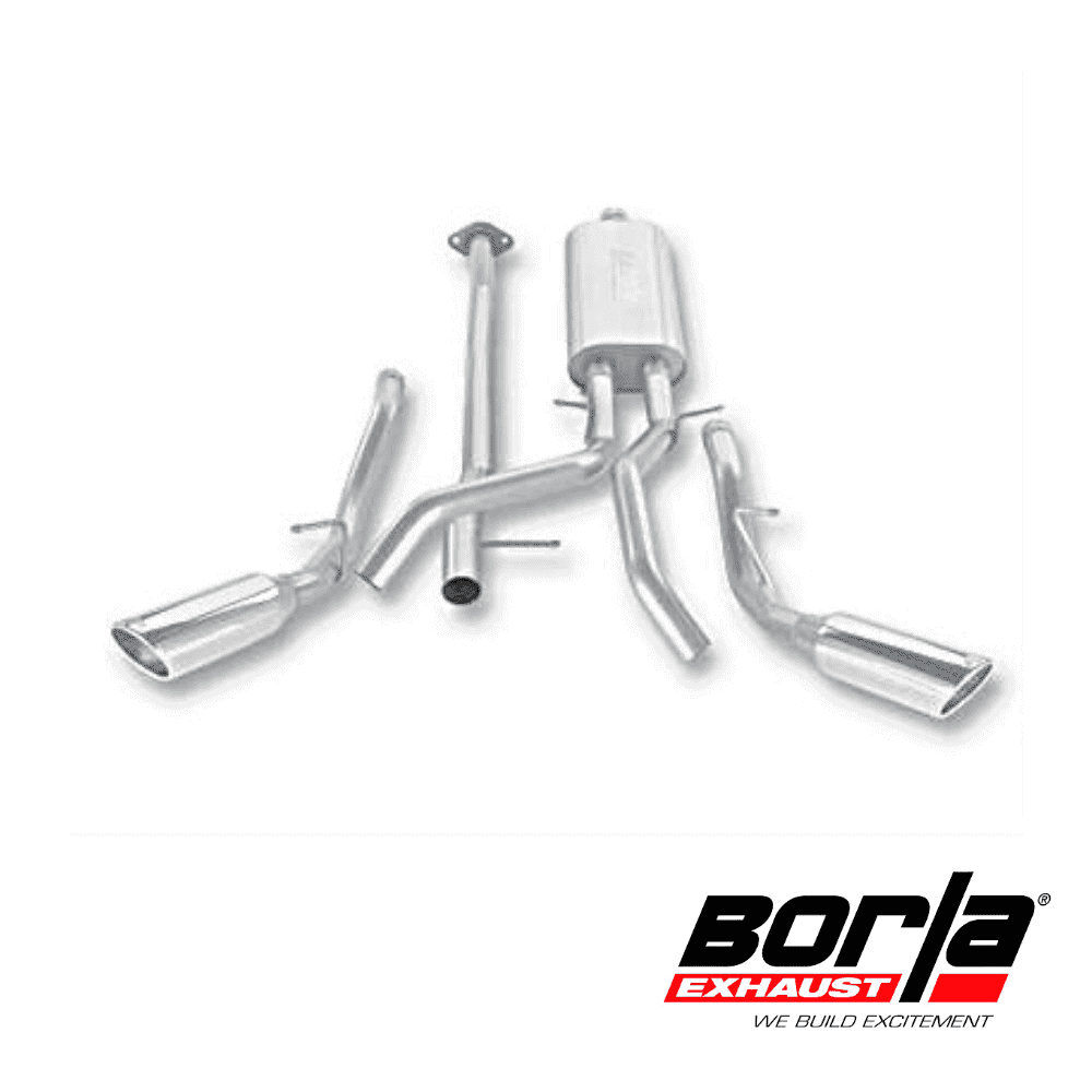Al Shiba General Trading exhaust system with Borla Exhaust branding for vehicle performance.
